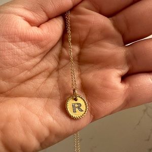 David Yurman 18k Initial “R” charm necklace